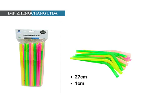 Bombilla/pajita de plástico 1x27CM colores decorativa  50PCS (x10)