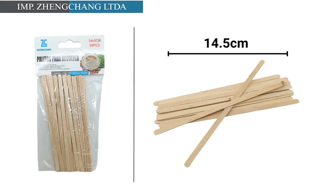 Palito revolvedor de madera 50 pcs 14.5cm (x10) 1
