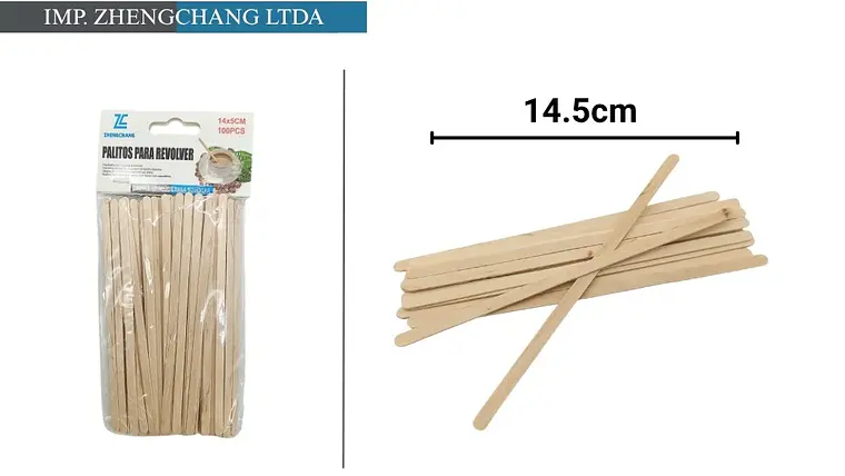 Palito revolvedor de madera 100 pcs 14.5cm (x10) 1