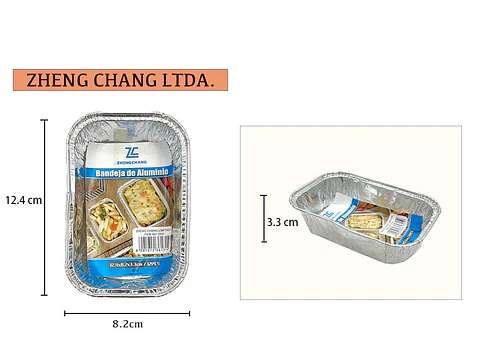Capsula de aluminio rectangular 12.4x8.2x3.3cm 12Und (x6)