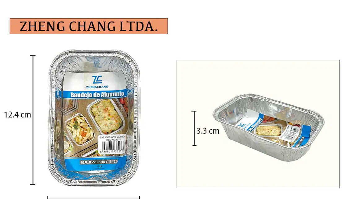 Capsula de aluminio rectangular 12.4x8.2x3.3cm 12Und (x6) 1