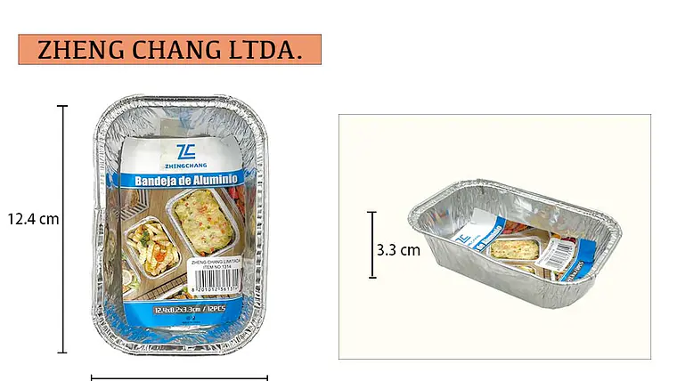Capsula de aluminio rectangular 12.4x8.2x3.3cm 12Und (x6) 1