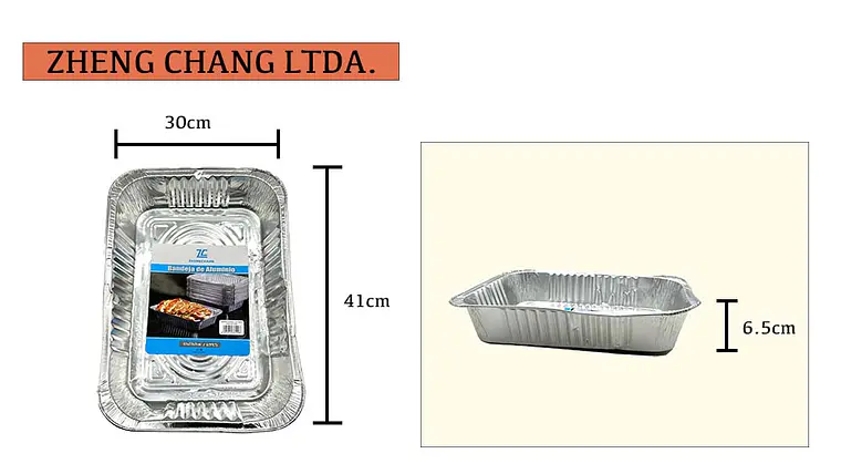 Bandeja de aluminio rectangular 41x30x6.5cm (x12) 1