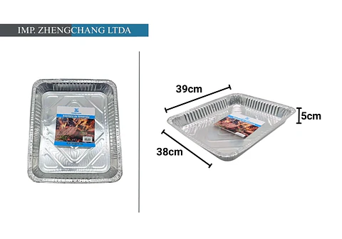Bandeja de aluminio rectangular 39x38x5cm (x12)