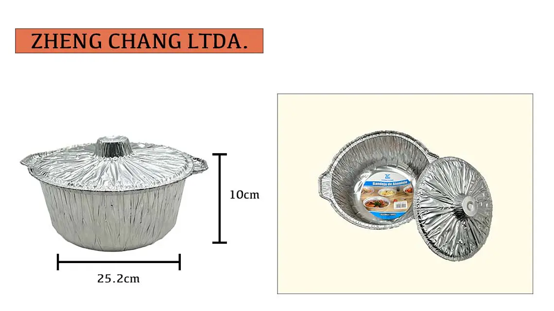 Bandeja de aluminio redonda con tapa 25.2x10cm (x12) 1