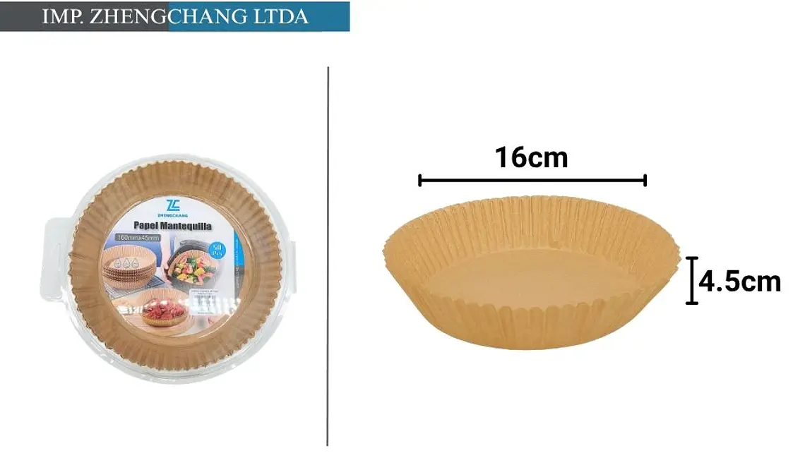Papel mantequilla para freidora de aire redondo 16x4.5cm  50PCS (x12) 1