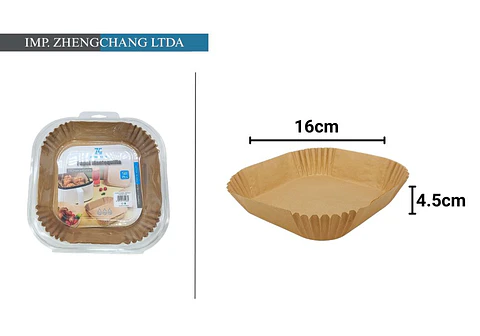 Papel mantequilla para freidora de aire cuadrada 16x4.5cm  50PCS (x12)