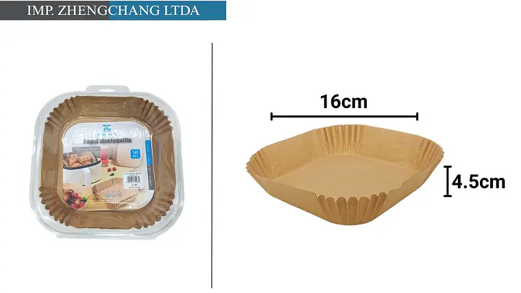 Papel mantequilla para freidora de aire cuadrada 16x4.5cm  50PCS (x12) 1