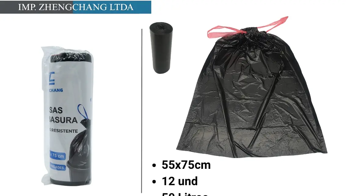 Bolsa de basura con cordon 55×75cm 50Ltrs (12pcs) (x12) 1