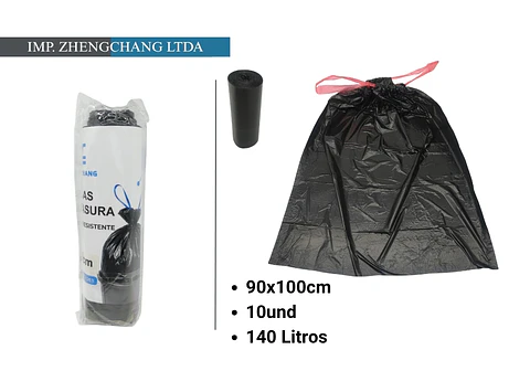 Bolsa de basura con cordon 90×100cm 140Ltrs 10pcs (x12)