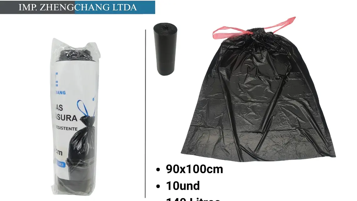 Bolsa de basura con cordon 90×100cm 140Ltrs 10pcs (x12) 1