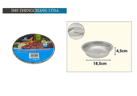 Molde aluminio redondo 18,5×4,5cm set 3 (x12)