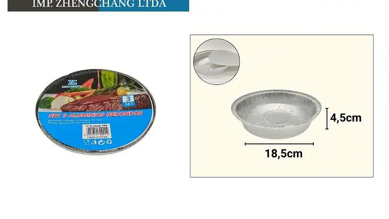 Molde aluminio redondo 18,5×4,5cm set 3 (x12) 1