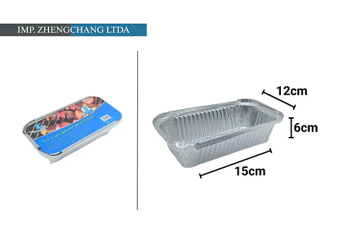Molde aluminio rectangular 25×12x6cm set 3 (x12)