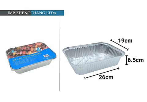 Molde aluminio rectangular 26×19x6.5cm set 3 (x12)
