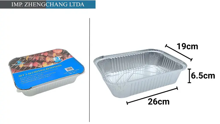 Molde aluminio rectangular 26×19x6.5cm set 3 (x12) 1