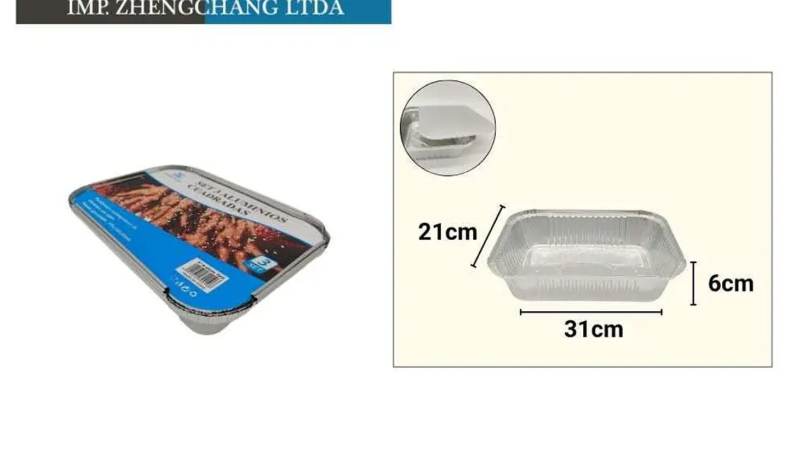 Molde aluminio rectangular 31×21x6cm set 3 (x12) 1