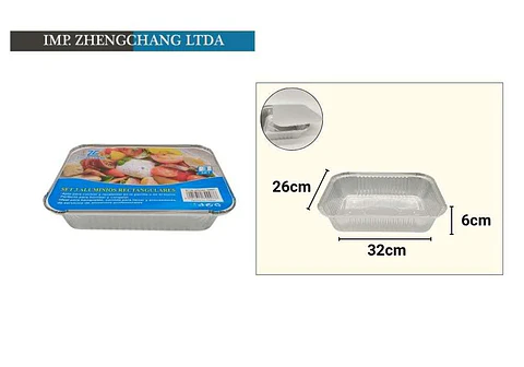 Molde aluminio rectangular 32×26x6cm set 3 (x12)