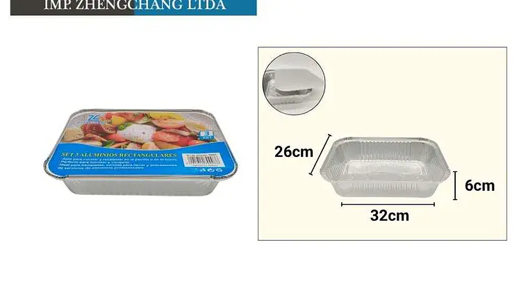 Molde aluminio rectangular 32×26x6cm set 3 (x12) 1