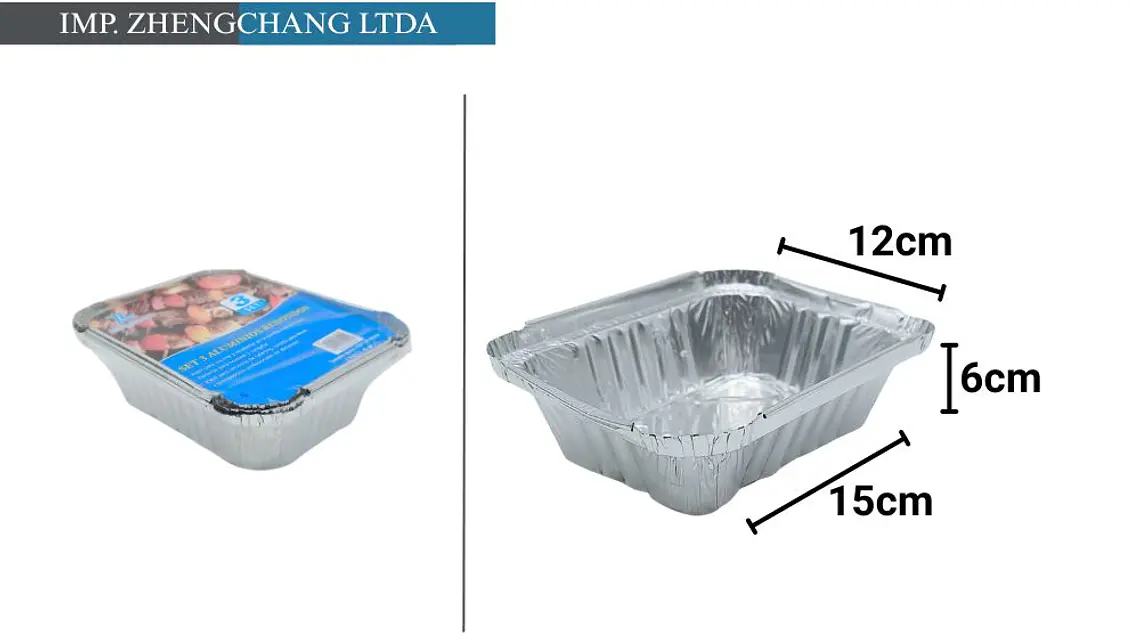 Molde aluminio rectangular 15×12x5cm set 3 (x12) 1
