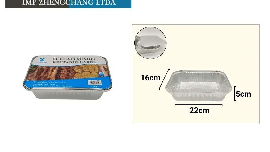 Molde aluminio cuadrada 22×16x5cm set 3 (x12) 1