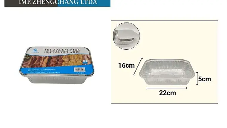 Molde aluminio cuadrada 22×16x5cm set 3 (x12) 1