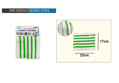 Paño De Cocina Para Platos A Rayas Verde/Blanco 2 uds (x 12)