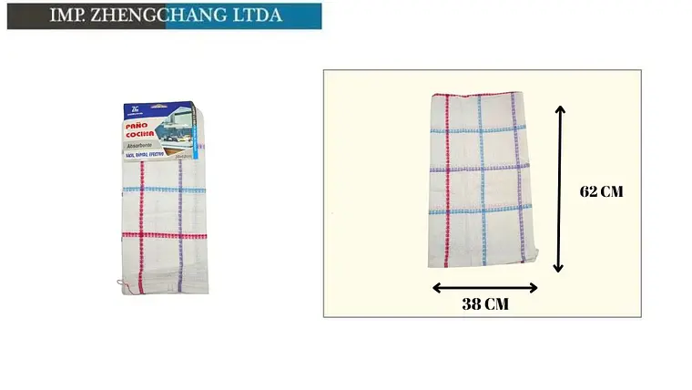 Paño De Cocina Tricolor A Cuadros 5414 1PC (x 12) 1