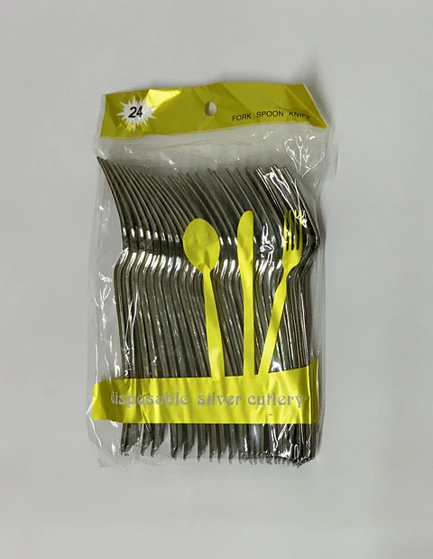 Tenedor de plástico desechable silver 24PCS (x12)