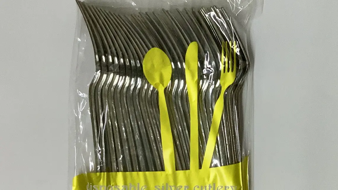 Tenedor de plástico desechable silver 24PCS (x12) 1
