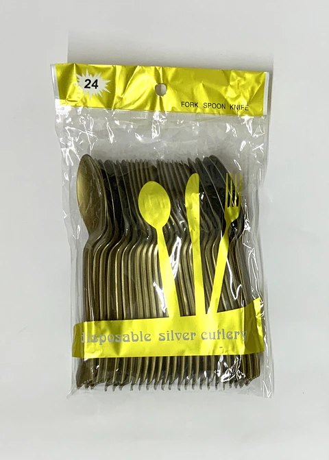 Cuchara de plástico desechable silver 24PCS (x12)