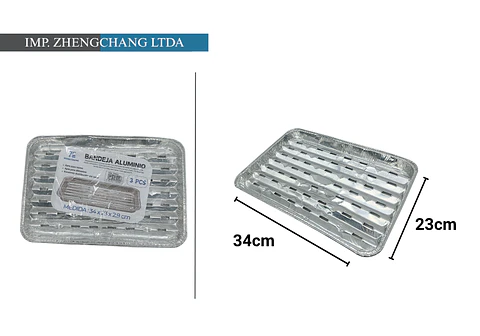 Bandeja de aluminio rectangular 34x23x2.8cm (x12)