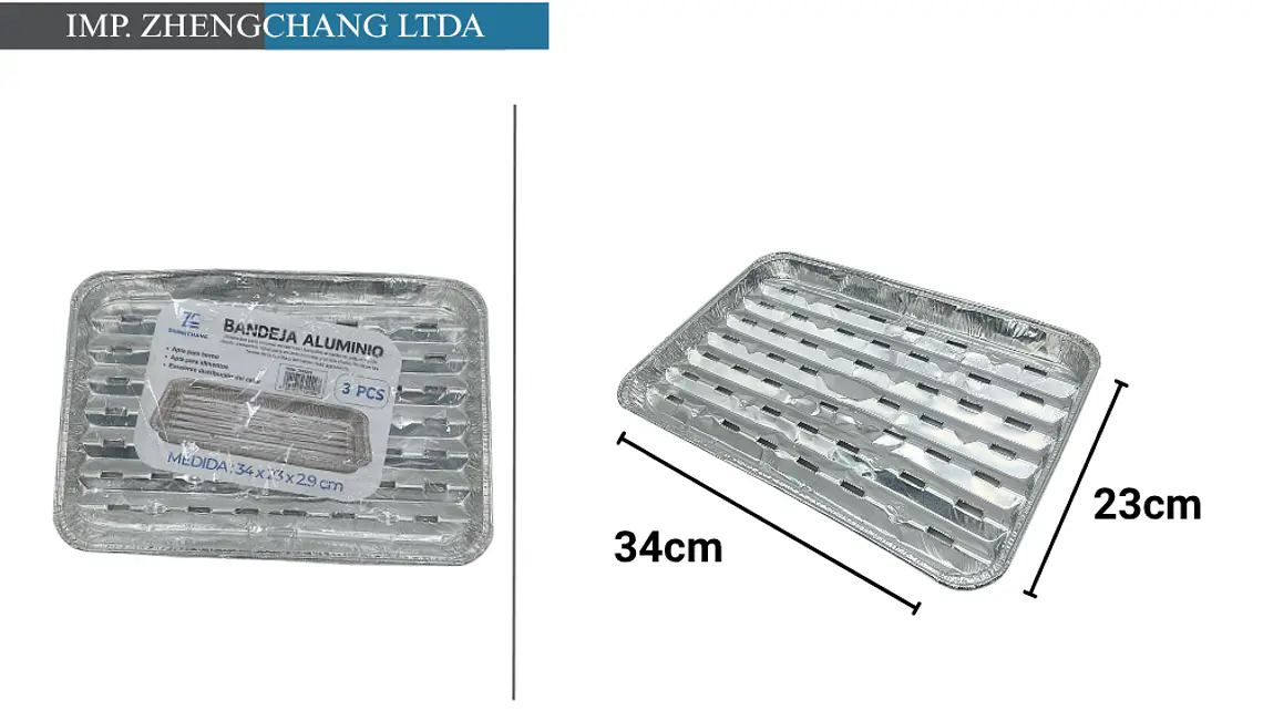 Bandeja de aluminio rectangular 34x23x2.8cm (x12) 1
