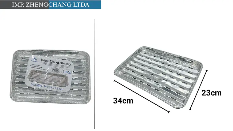 Bandeja de aluminio rectangular 34x23x2.8cm (x12) 1