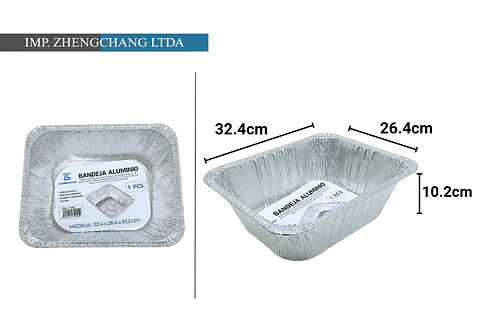 Recipiente/capsula de aluminio ovalada 32.4x26.4x10.2cm (x10)