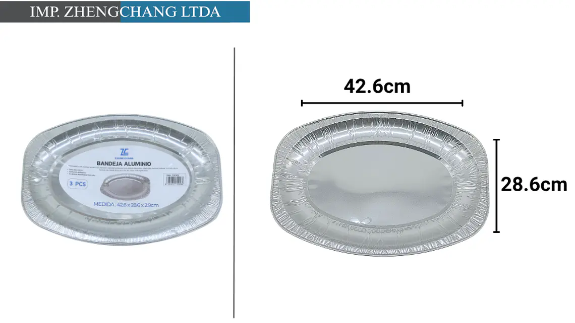 Recipiente/capsula de aluminio ovalada 42.6x28.6x2.9cm (x10) 1