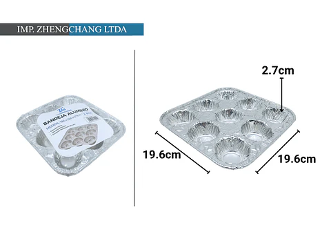 Bandeja de aluminio para 9 cupcakes 19.6x19.6x2.8cm 2PCS (x10)