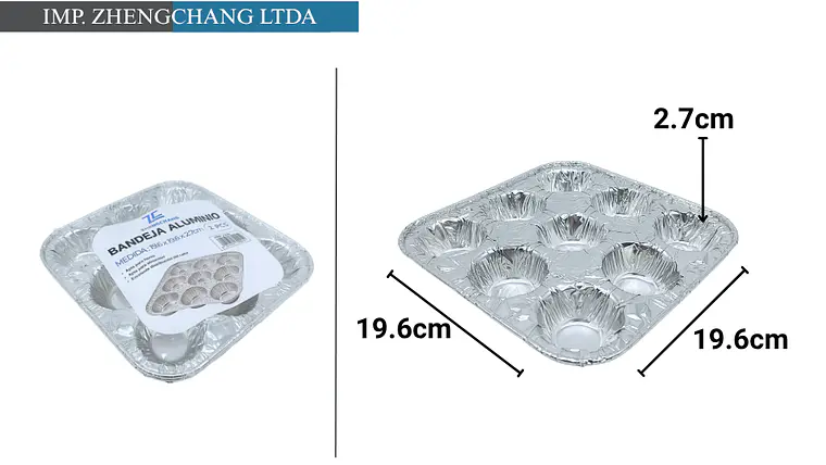 Bandeja de aluminio para 9 cupcakes 19.6x19.6x2.8cm 2PCS (x10) 1
