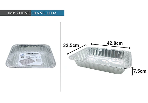 Recipiente/capsula de aluminio ovalada 42.8x32.5x7.5cm (x10)