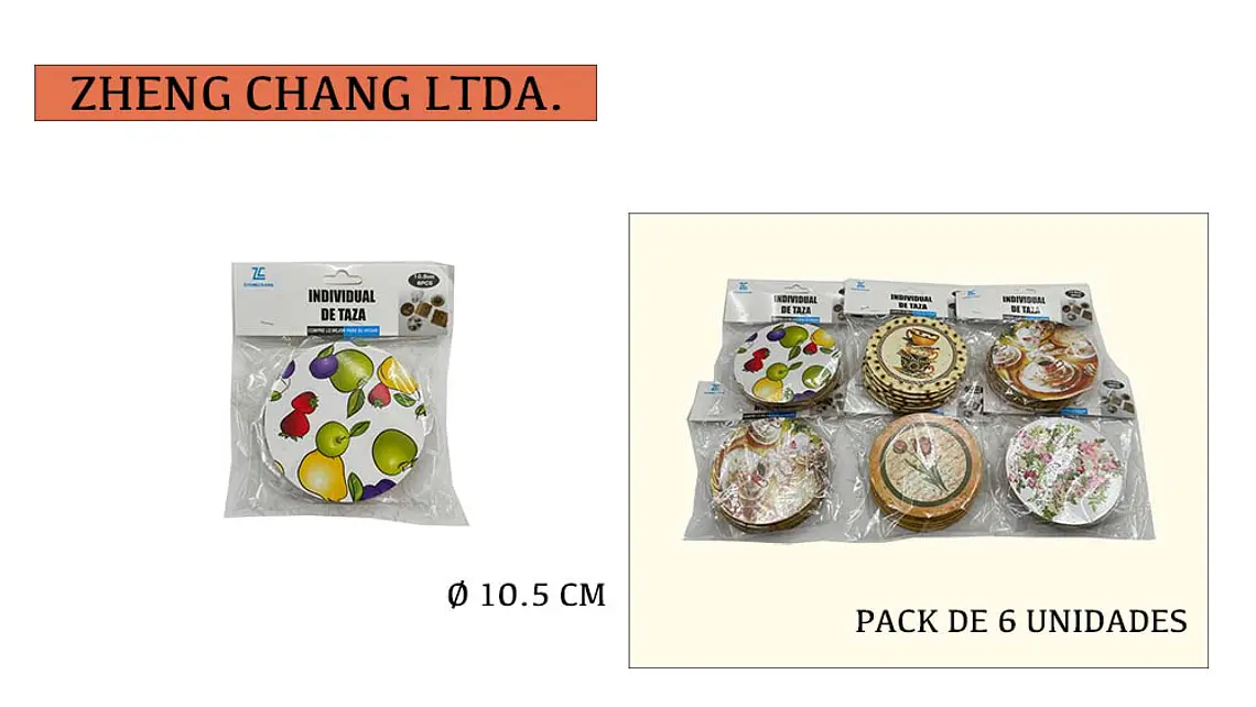 Posa vasos redondo de corcho 10cm Set x 6und (x12) 1