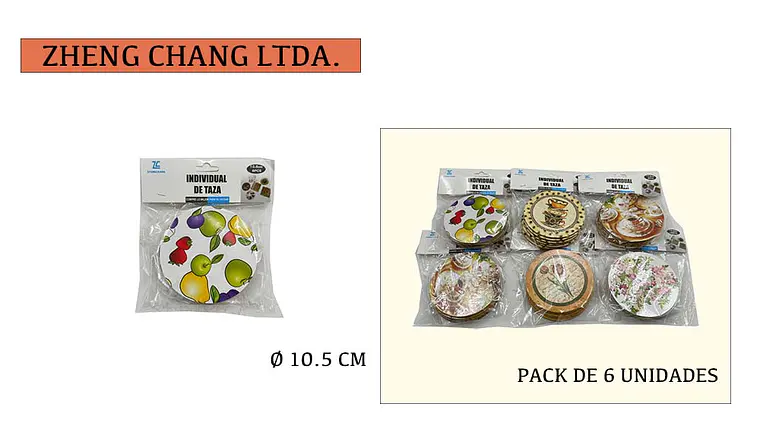 Posa vasos redondo de corcho 10cm Set x 6und (x12) 1