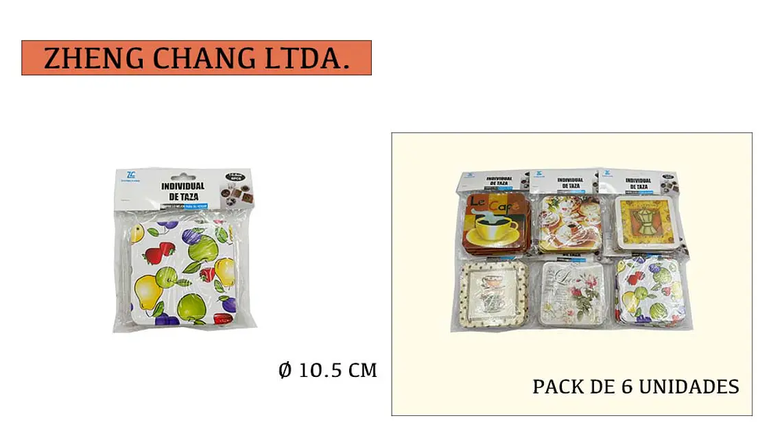 Posa vasos cuadrado de corcho 10cm Set x 6und (x12) 1