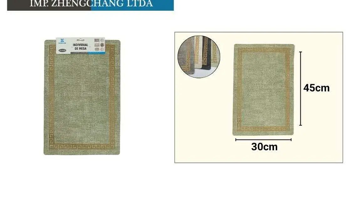 Individual de mesa cuadrado cuero sintetico colores surtidos 30cmx45cm (x12) 1