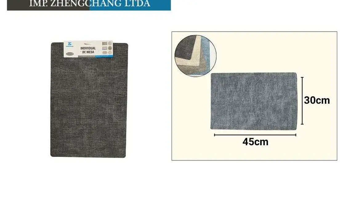 Individual de mesa cuadrado cuero sintetico colores surtidos 30cmx45cm (x12) 1