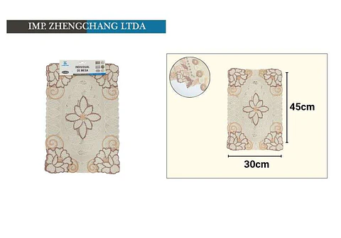 Individual de mesa encaje pvc serie flor marron 30cmx45cm (x12)