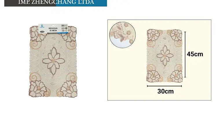 Individual de mesa encaje pvc serie flor marron 30cmx45cm (x12) 1
