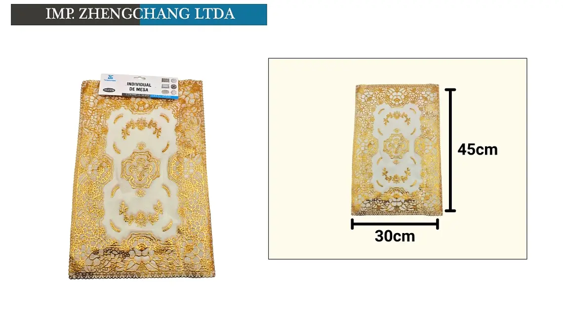Individual de mesa rectangular estampado dorado 30cmx45cm (x12) 1