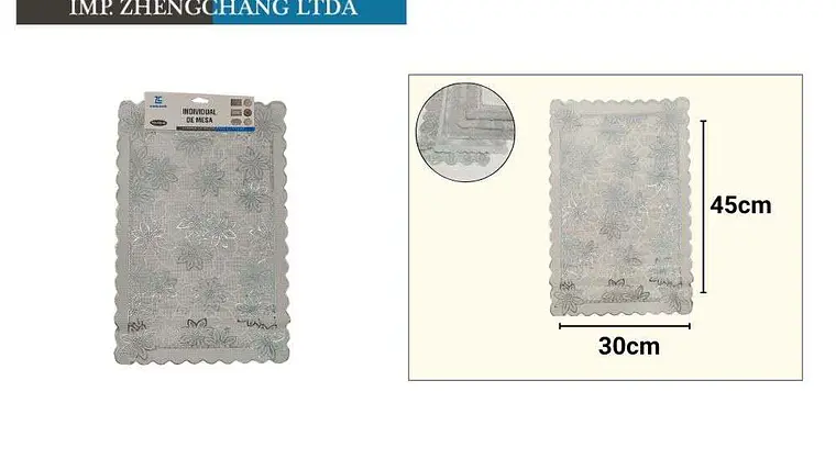 Individual de mesa rectangular estampado plateado 30cmx45cm (x12) 1