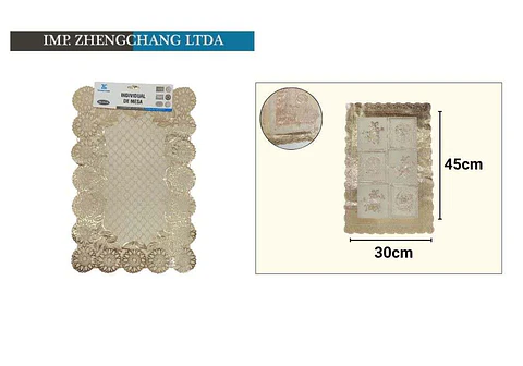 Individual de mesa rectangular estampado plateado champan 30cmx45cm (x12)