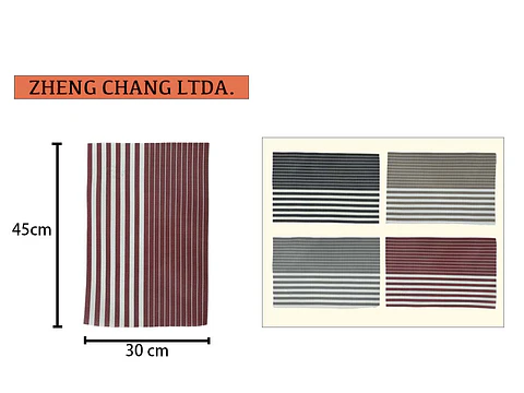 Individual de mesa cuadrado tejido en pvc rayas 30cmx45cm (x12)